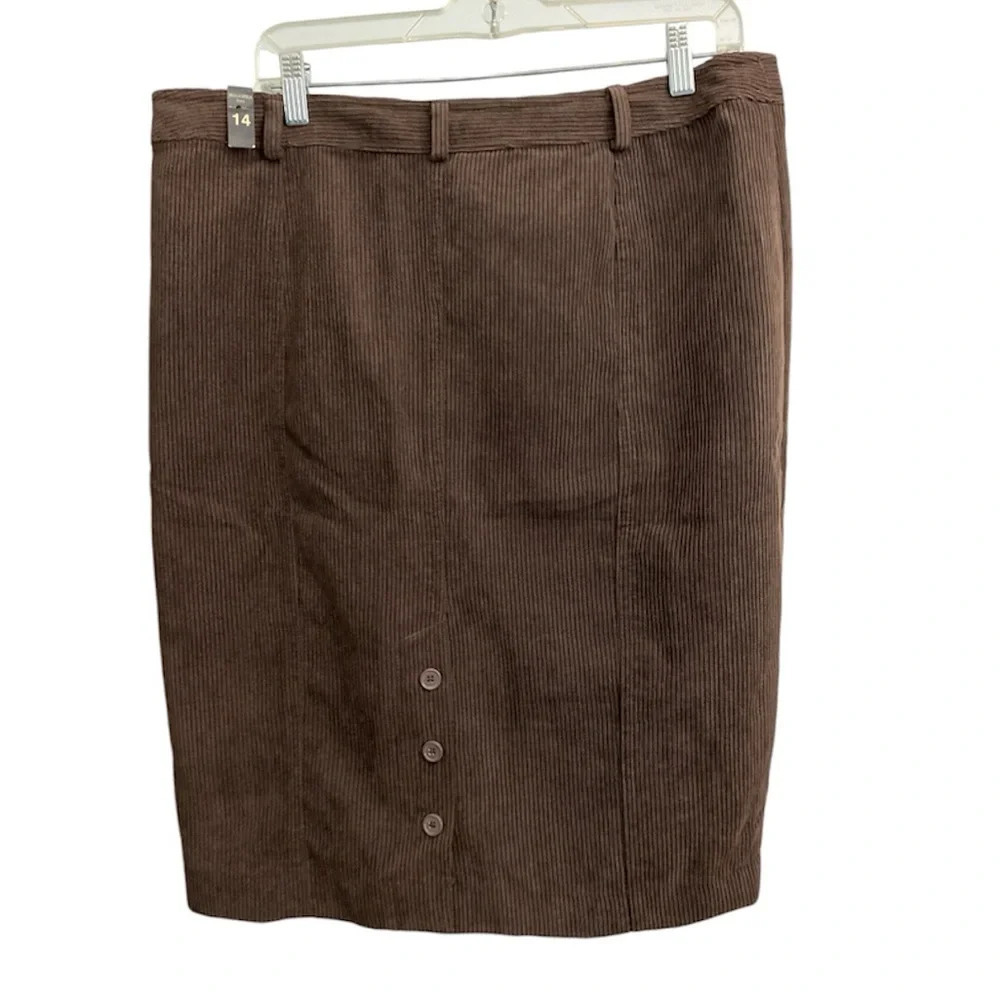 NWT Della Spiga, Italy, Brown Corduroy Pencil Skirt - Size 14 - Quiet Luxury - Picture 6 of 12